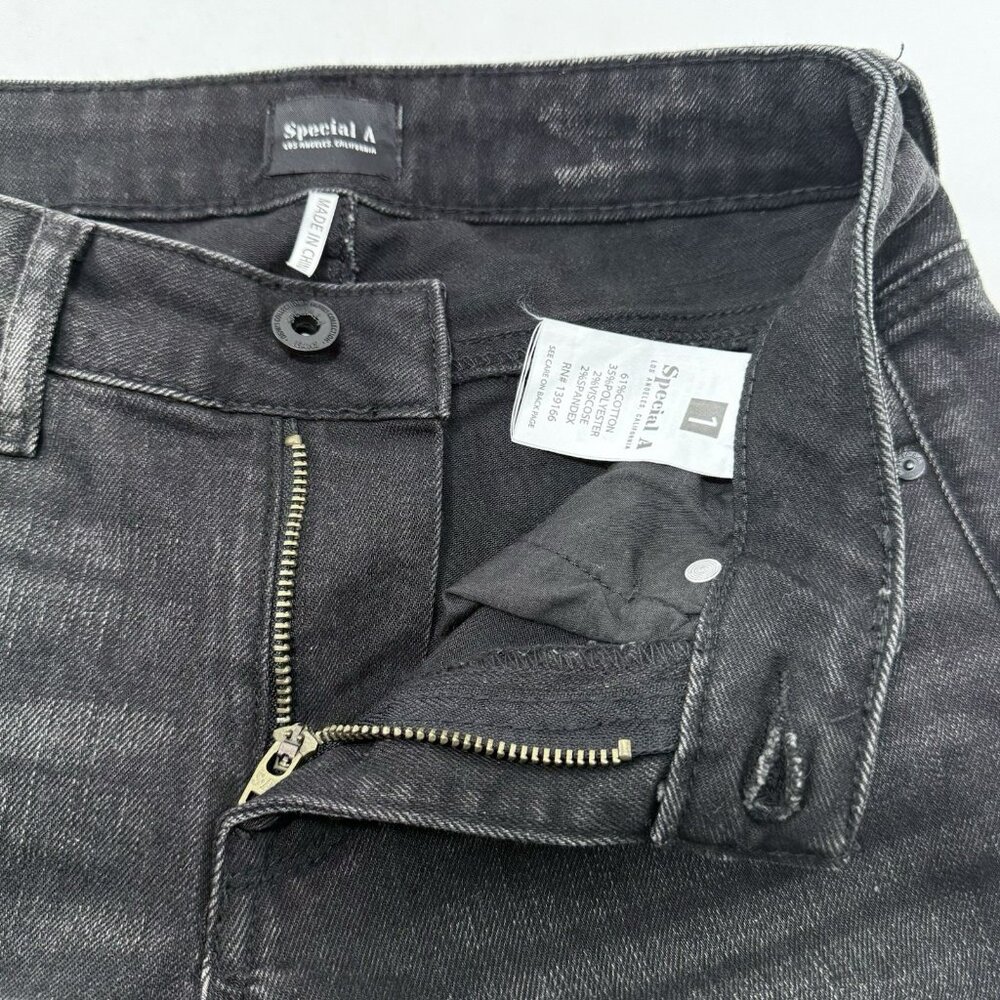 Special A Flare Jeans Women Size 1 W26 Black Distressed Raw Fringe Frayed Boho - Picture 8 of 12
